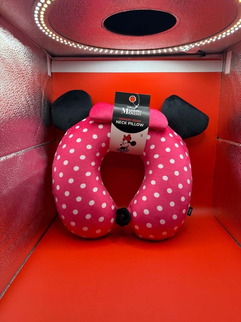Disney Minnie Mouse Pink Polka Dot Memory Foam Neck Pillow with 3D Ears